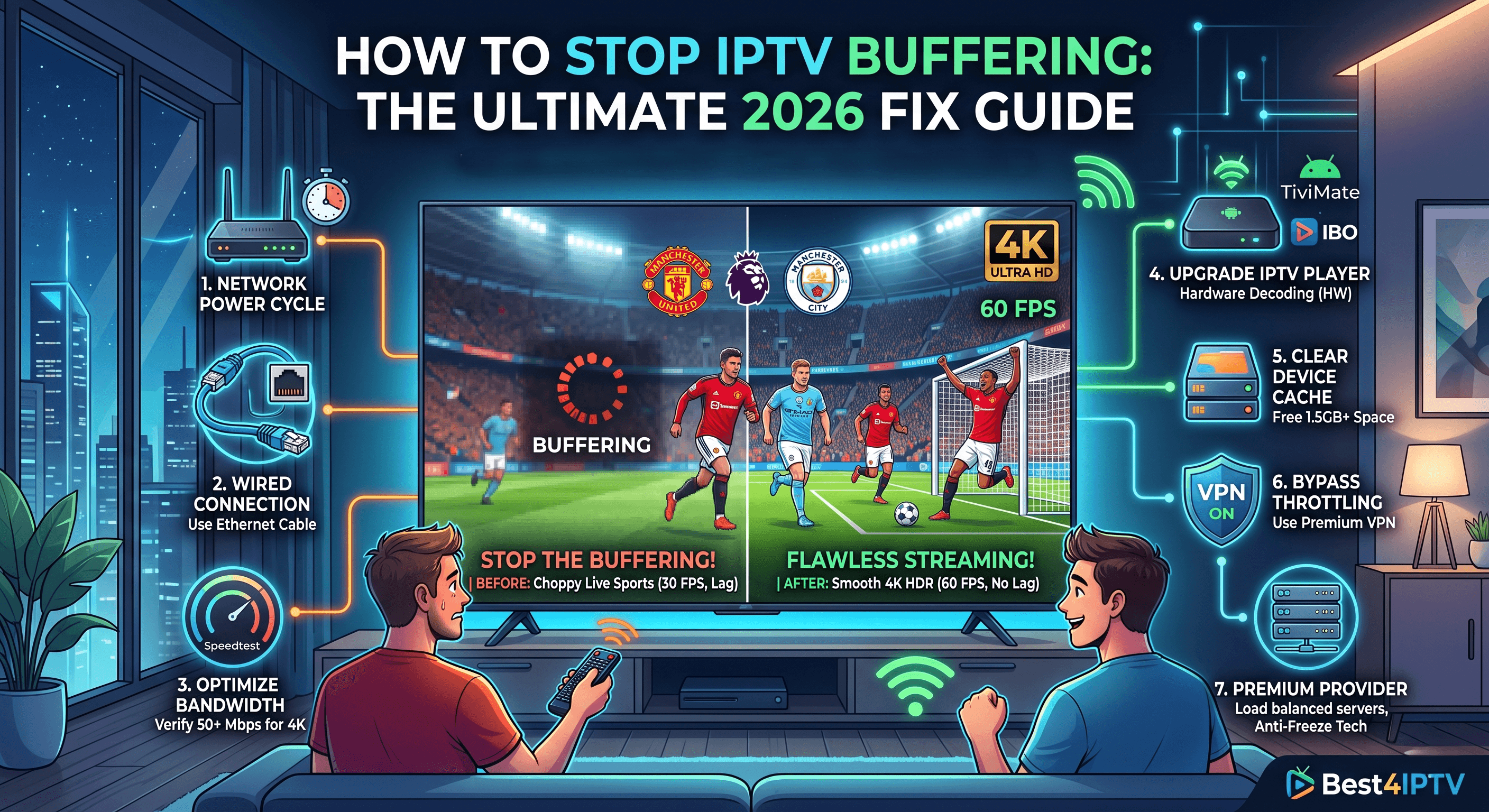 Frustrated viewer sitting in front of a buffering TV screen