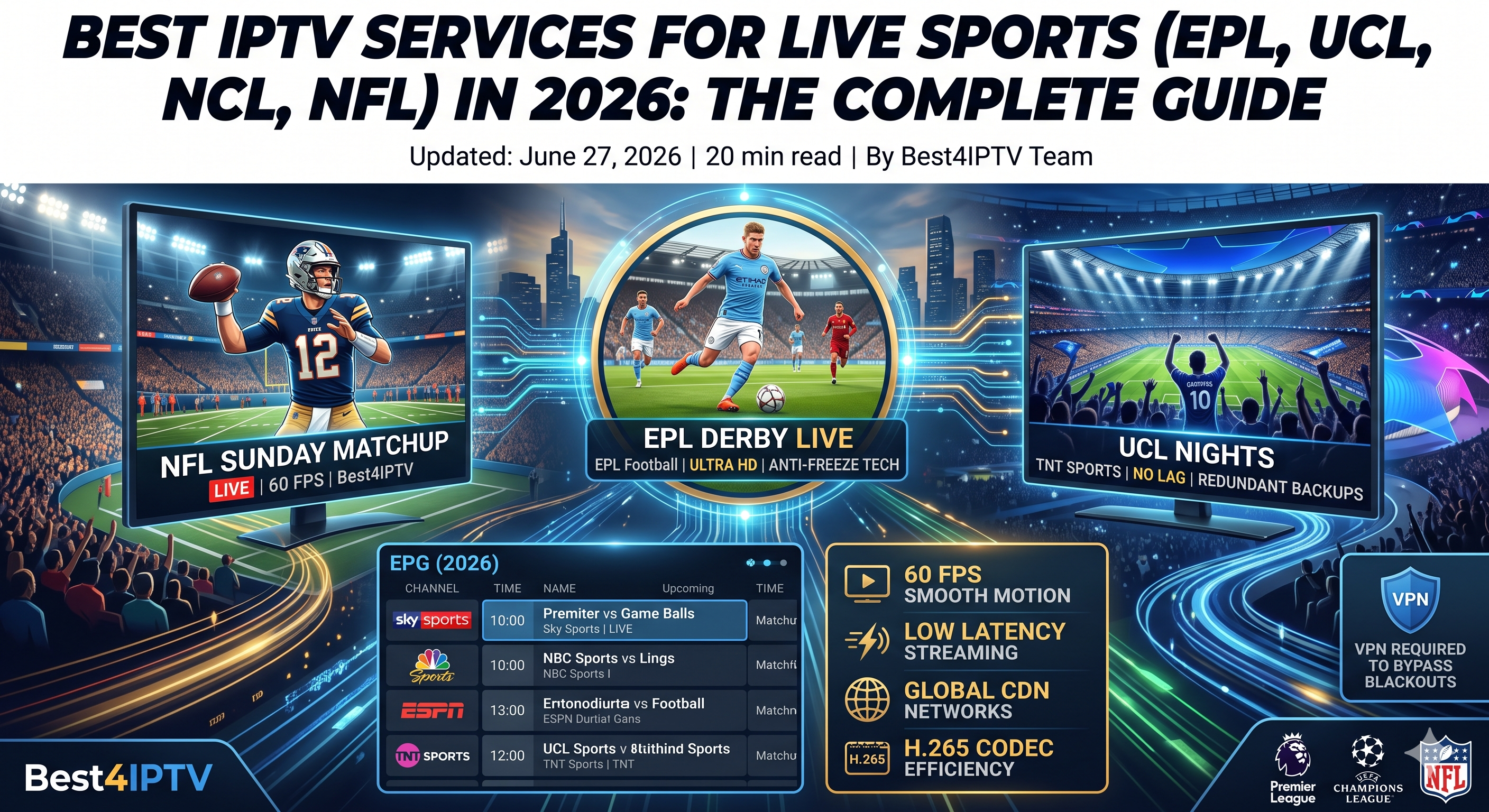 Best IPTV Services for Live Sports (EPL, UCL, NFL) in 2026